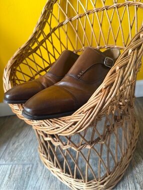 Mezlan Kingston Single Monk Dress Shoes Brown Leather Size 11 1/2